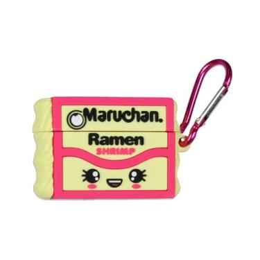 Imagem de MaMaruchan Capa de fone de ouvido sem fio Ramen Shrimp Happy Face Noodles Airpod Pro com mosquetão