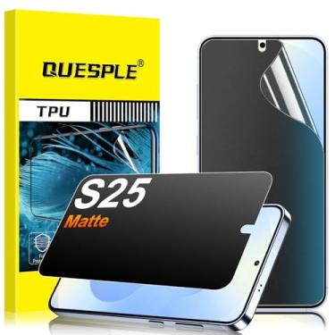 Imagem de QUESPLE Pacote com 2 protetores de tela para Samsung Galaxy S25 antirreflexo fosco de 6,2 polegadas, película de poliuretano flexível de toque suave e responsivo, [suporta desbloqueio de impressões