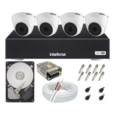 Imagem de Kit Cftv 4 Câmeras Segurança Dome Ir Dvr Mhdx 1004c Intelbras