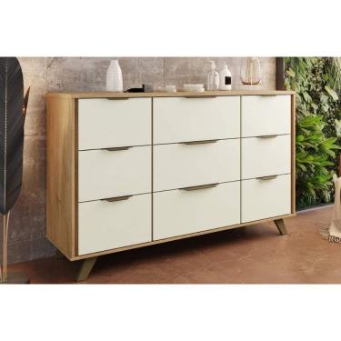 Imagem de Cômoda De Quarto Olimpia 9 Gavetas C- Pés Amêndoa-off White - Europa