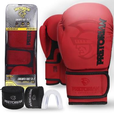 Imagem de Kit Luva De Boxe Muay Thai First Fx2 Bandagem + Bucal + Bolsa - Pretorian-Unissex