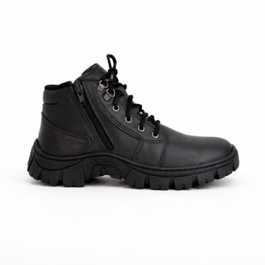Imagem de  Bota Botina Coturno Masculina Couro Zíper Confortável