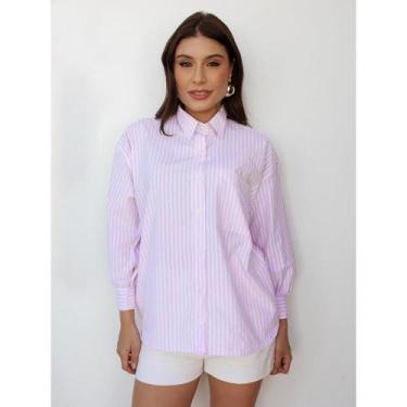 Imagem de Camisa Feminina Listrada Clássica Manga Longa Alfaiataria - Teodoro, R