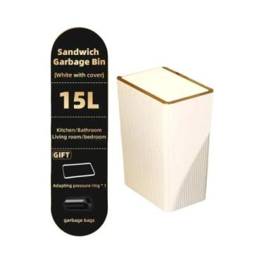 Imagem de Lixeira Slim Nórdica Dourada De 15L Com Tampa De Abertura Por Toque Pa