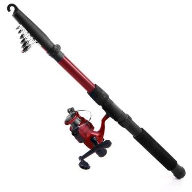 Imagem de Vara De Pesca Telescópica 3,27m Acompanha Molinete Linha Anzóis