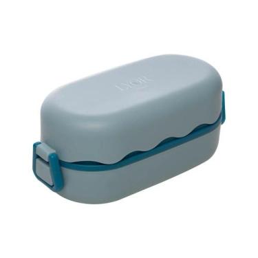 Imagem de Marmita Hermética com Talheres Azul Lyor Plástico 850ml