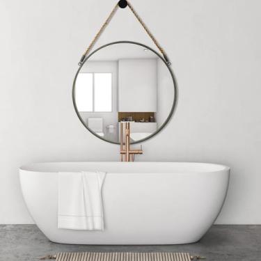 Imagem de Espelho de parede POZINO Round Rope 60cm cinza para decoração de casa