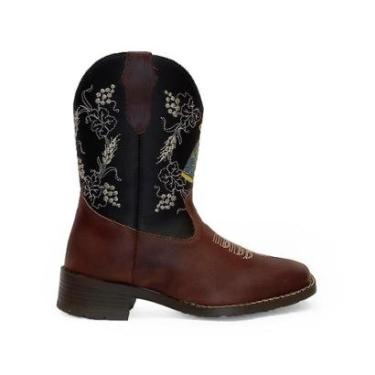 Imagem de Bota Texana Infantil Couro Bordada Aparecida Country Confort-Unissex