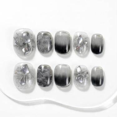 Imagem de Unhas Postiças Sun&Beam Nails Curtas Redondas Pretas - 10 Unidades
