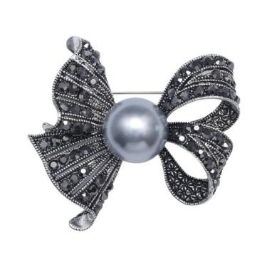 Imagem de Broche De Laço Com Pérolas E Strass Para Mulheres, Acessório De Joias 
