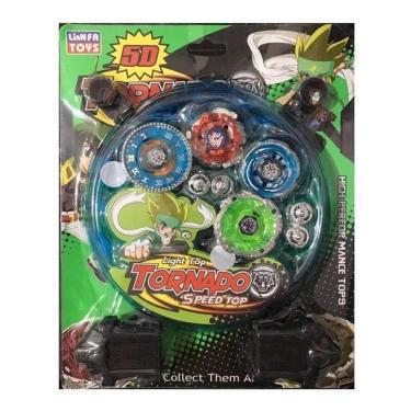 Imagem de Kit 4 Beyblade Metal Fusion Led Tornado + Arena + 2 Lançador