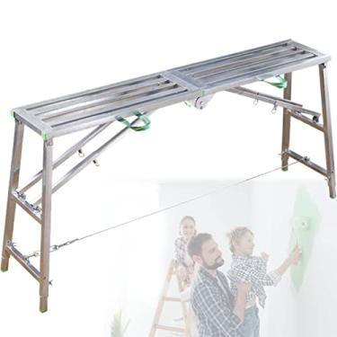 Imagem de Equipamento para andaimes, escadas dobráveis portáteis ajustáveis para andaimes, torre de andaime com tapete antiderrapante, plataforma de trabalho para pintura, aquário (duplo)
