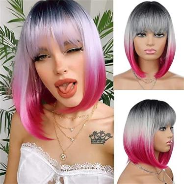 Imagem de Perucas JAMBHALA curtas retas para mulheres peruca sintética de cabelo macio natural para dia/festa/cosplay 11 polegadas