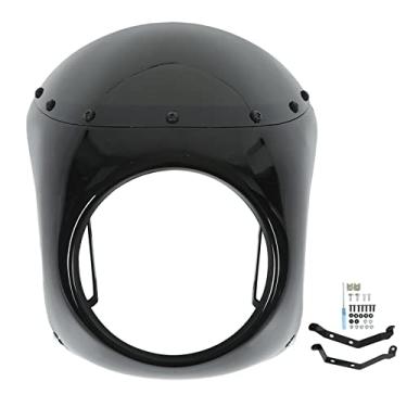 Imagem de Carenagem de farol de motocicleta, protetor de carenagem de farol Fydun de 7 polegadas com para-brisas universal para a maioria das motocicletas lanterna de cabeça redonda (preto brilhante)