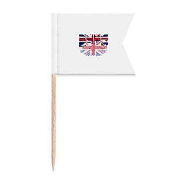 Imagem de Bandeiras de palito de dente com impressão digital da bandeira britânica para marcação de bolo de festa, comida e queijos