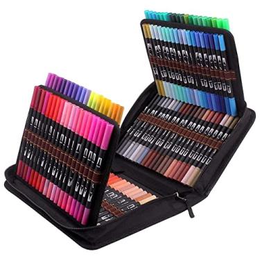 Imagem de canetas pincel duplo,Caneta pincel marcadores duplos | Caneta pincel marcadores arte em aquarela, livros para colorir, pintura, desenho, suprimentos para fazer Ainichi