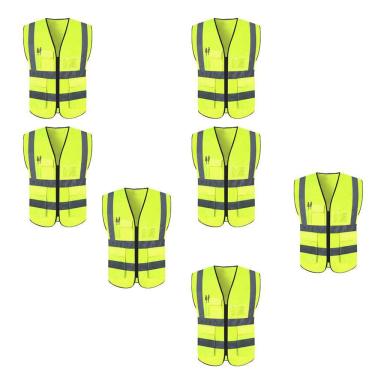Imagem de Colete Sinalizador Refletivo Kit 7 Unidades EPI Segurança Blusao Fluorescente Obra Tran...