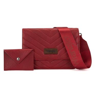 Imagem de Wrangler Bolsa transversal feminina pequena carteira com alça e envelope clutch bolsa feminina de couro, 3002 Vermelho