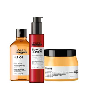 Imagem de Kit L`Oréal Professionnel Serie Expert NutriOil Shampoo Máscara e Blow Dry Fluidifier Leave-In (3 produtos)