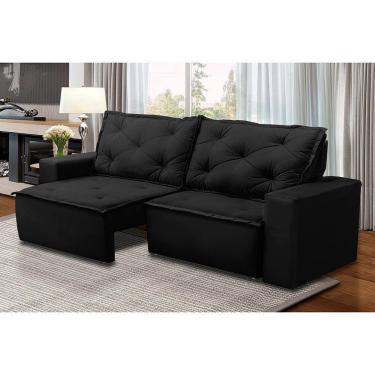 Imagem de Sofá Retrátil e Reclinável 3 lugares com Molas 1,80m Alana Suede Preto Madelina