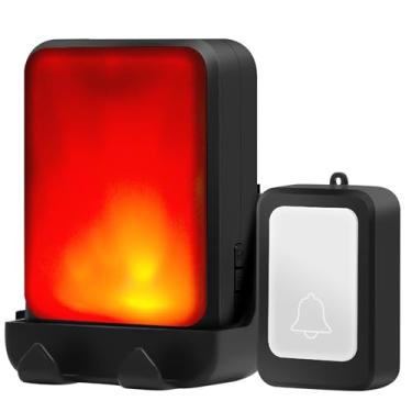 Imagem de Campainha de flash alto com 7 cores de luz brilhante e 4 volumes, campainhas sem fio, em casa/escritório, adequada para idosos, pessoas com deficiência auditiva, mulheres grávidas (preto)