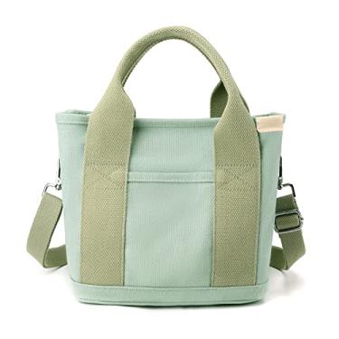 Imagem de Blostirno Bolsa feminina pequena de lona elegante mini bolsa tiracolo bolsa tiracolo moda Hobo bolsa carteiro bolsas, Verde, One Size