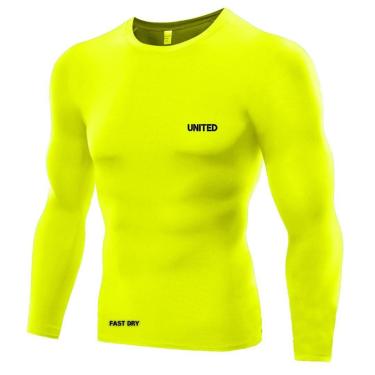 Imagem de Camisa de compressão térmica United Pro Proteção Solar FPU50 Manga Longa Rash Guard - Preto - G-Masculino