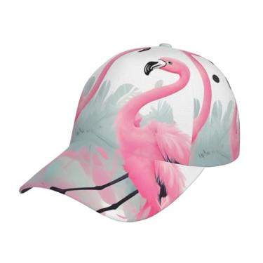 Imagem de Boné de beisebol de sarja com ajuste de tamanho ajustável boné baixo para homens mulheres flamingo rosa, Preto, One Size-Large