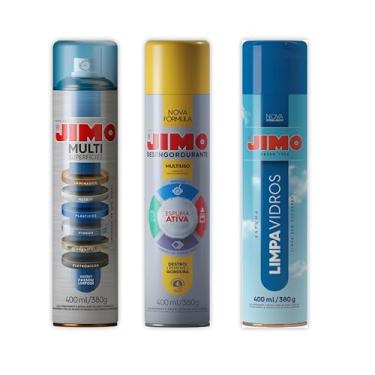 Imagem de Kit 1 Jimo Multi Superfícies 400ml 1 Jimo Desengordurante 400ml 1 Jimo Limpa Vidros 400ml