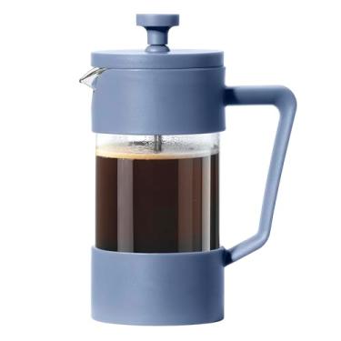 Imagem de Oggi Cafeteira French Press (350 ml) - Vidro borossilicato, prensa de café, prensa francesa de xícara única, capacidade para 3 xícaras, azul