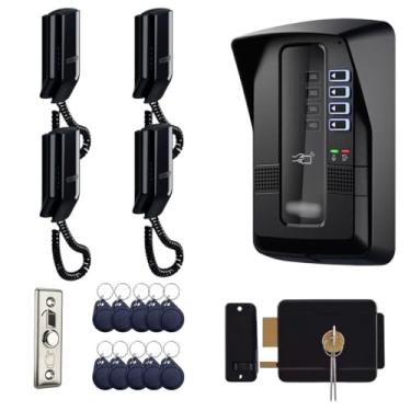 Imagem de Porteiro Coletivo Interfone Eletrônico Predial Residencial 04 Pontos Black Fechadura Botoeira Tag Intelbras