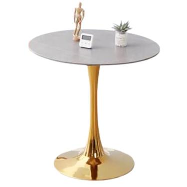 Imagem de Mesa de bar alta mesa de jantar redonda de 73 cm para restaurante, estilo tulipa de mármore de meados do século, mesa de jantar redonda com base de pedestal para sala de estar, cozinha, café,