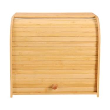 Imagem de Ioensy Caixa de pão de bambu, suporte para pão, café, chá, açúcar, recipiente com tampa de enrolar, recipientes de cozinha para balcão de cozinha, copos de