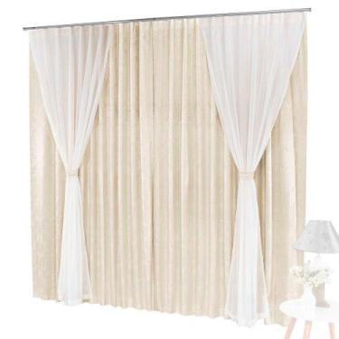 Imagem de Cortina Bhaly Jacquard 4,00 X 2,50 Para Trilho Comum - Palha - Top Chi