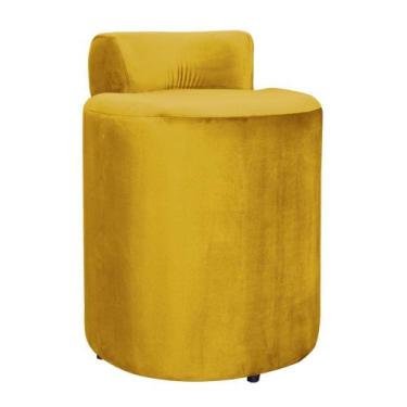 Imagem de Puff Redondo Athenas Luxo Veludo Cores - DS Estofados, Mostarda