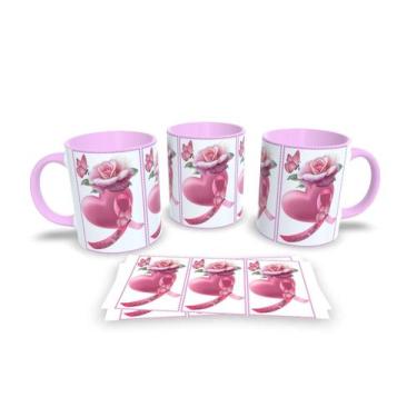 Imagem de Canecas Rosa de Porcelana Personalizadas Outubro Rosa - Estampa Sublim