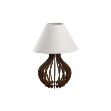 Imagem de Luminária Abajur Decorativo De Mesa Com Cúpula Em Tecido P-Marrom - ba