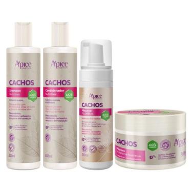 Imagem de Kit Apse Cachos Shampoo + Condicionador + Mousse + Mascara Tratamento 