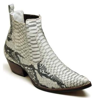 Imagem de Bota Country Masculina Bico Fino Top Franca Shoes Gelo Preto - Bull Br