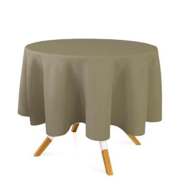 Imagem de Toalha de Mesa Redonda em Tecido Jacquard Bege e Marrom Acinzentado Li