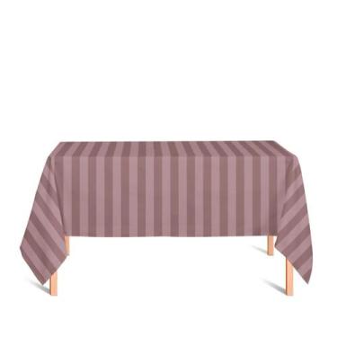 Imagem de Toalha de Mesa Retangular em Tecido Jacquard Rose e Marrom Listrado Tr