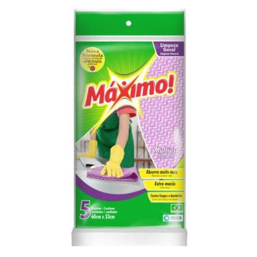 Imagem de Pano Multiuso Limpeza Leve Máximo! 33cm x 60cm - 05 Folhas - Roxo - Ob