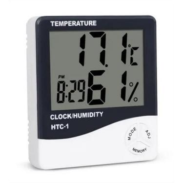 Imagem de Termo-higrômetro Digital Medidor de temperatura Relógio - VM