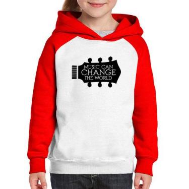 Imagem de Moletom Infantil Music Can Change The World - Foca na Moda, Branco, Ve