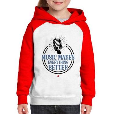 Imagem de Moletom Infantil Music makes everything better - Foca na Moda, Branco,
