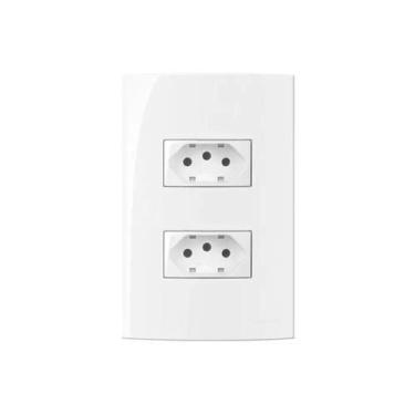 Imagem de Conjunto Margirius 4x2 Tomada Dupla 2P+T 10A Sleek, Branco