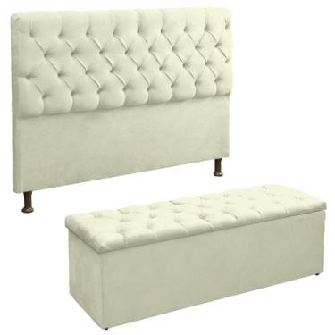 Imagem de Kit Cabeceira E Recamier Sapateira Lana Para Cama Box Casal 140 CM - S