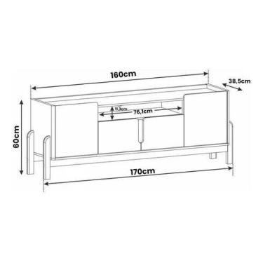 Imagem de Rack para tv lizz casa d 1,70 cinza/cedro - Village Móveis