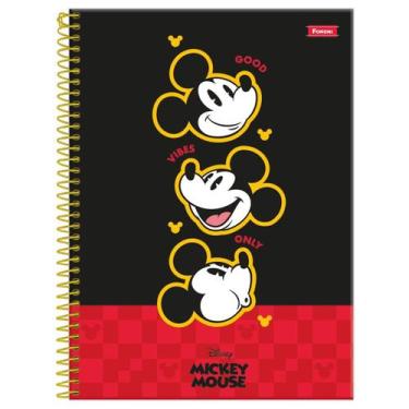 Imagem de Caderno Mickey Mouse Disney Espiral 1 Matéria 80F Escolar, Preto