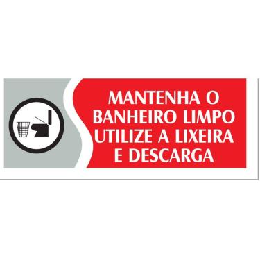 Imagem de Placa - Manter O Banheiro Limpo - Vermelha / Em Ps 20 X 7Cm Emplac Br